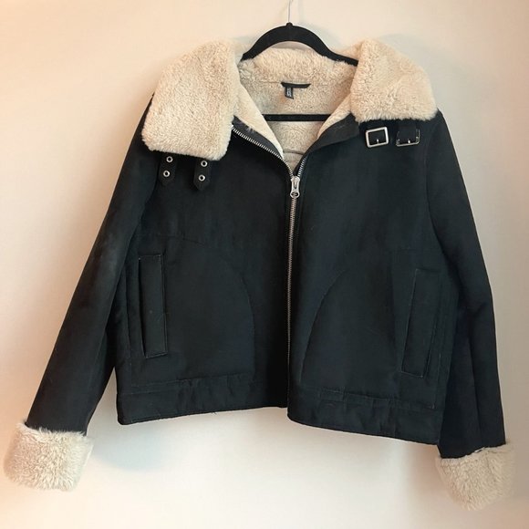 Divided by H&M Faux Fur Suede Winter Jacket - Picture 1 of 6